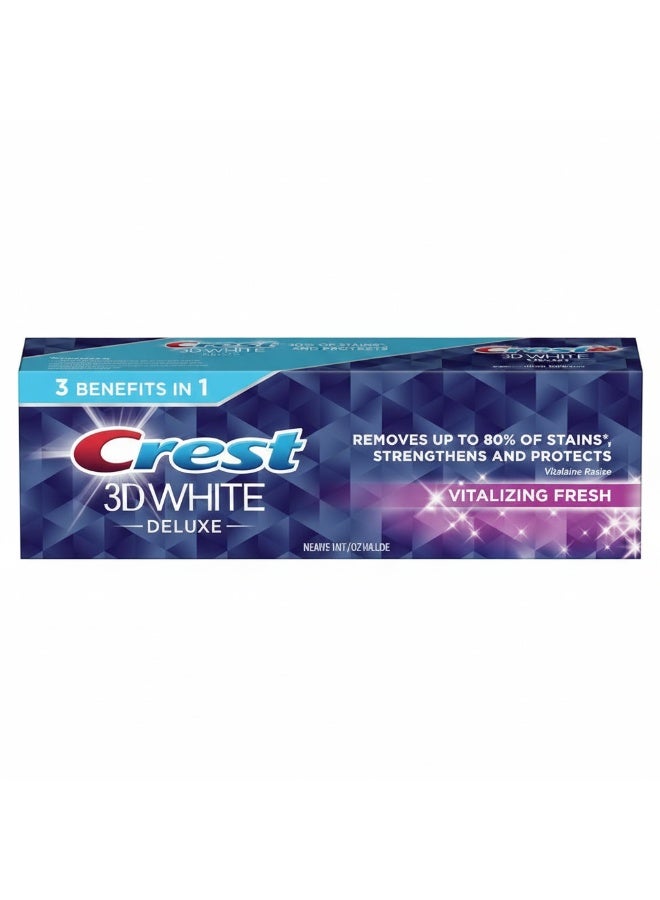 Crest 3D White Deluxe 3 In 1 Enamel Safe Toothpaste Vitalizing Fresh 75ml - Image 1